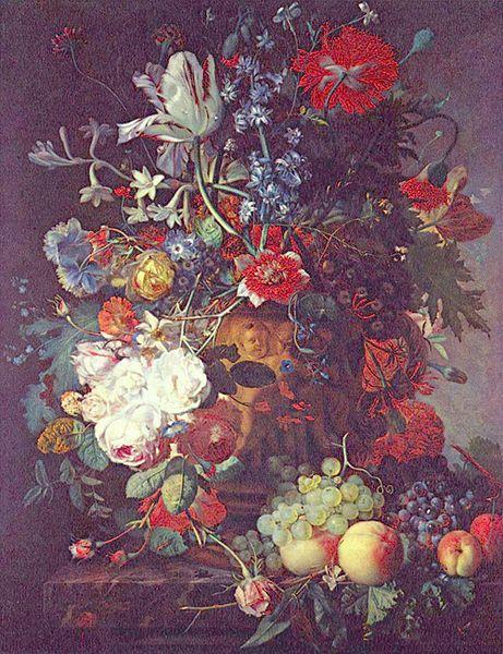 Jan van Huijsum Blumen und Fruchte oil painting picture